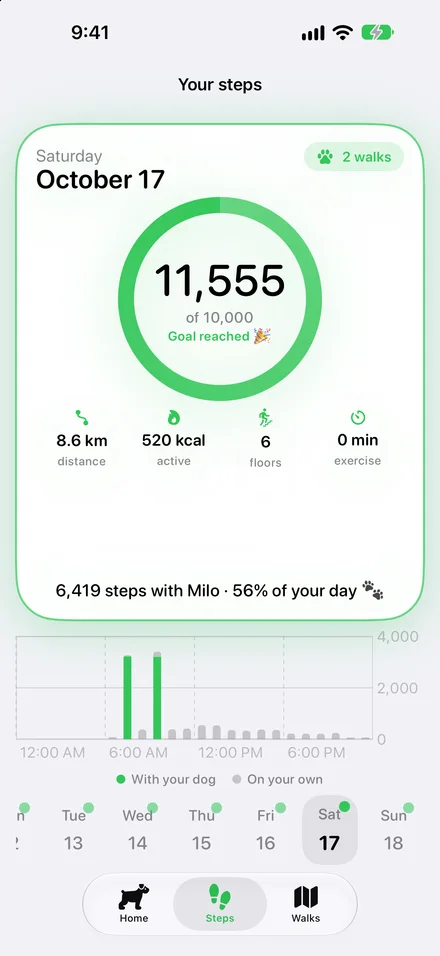 Your dog gets you moving. See how much.